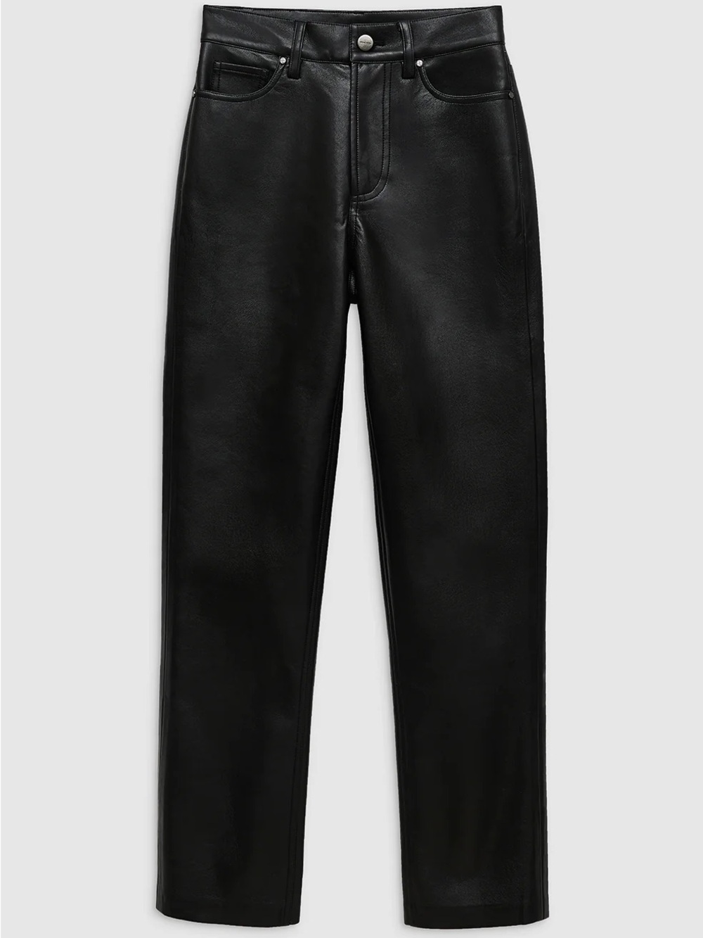Anine Bing Cropped Low Rise Leather Pants - Black, Women’s Large